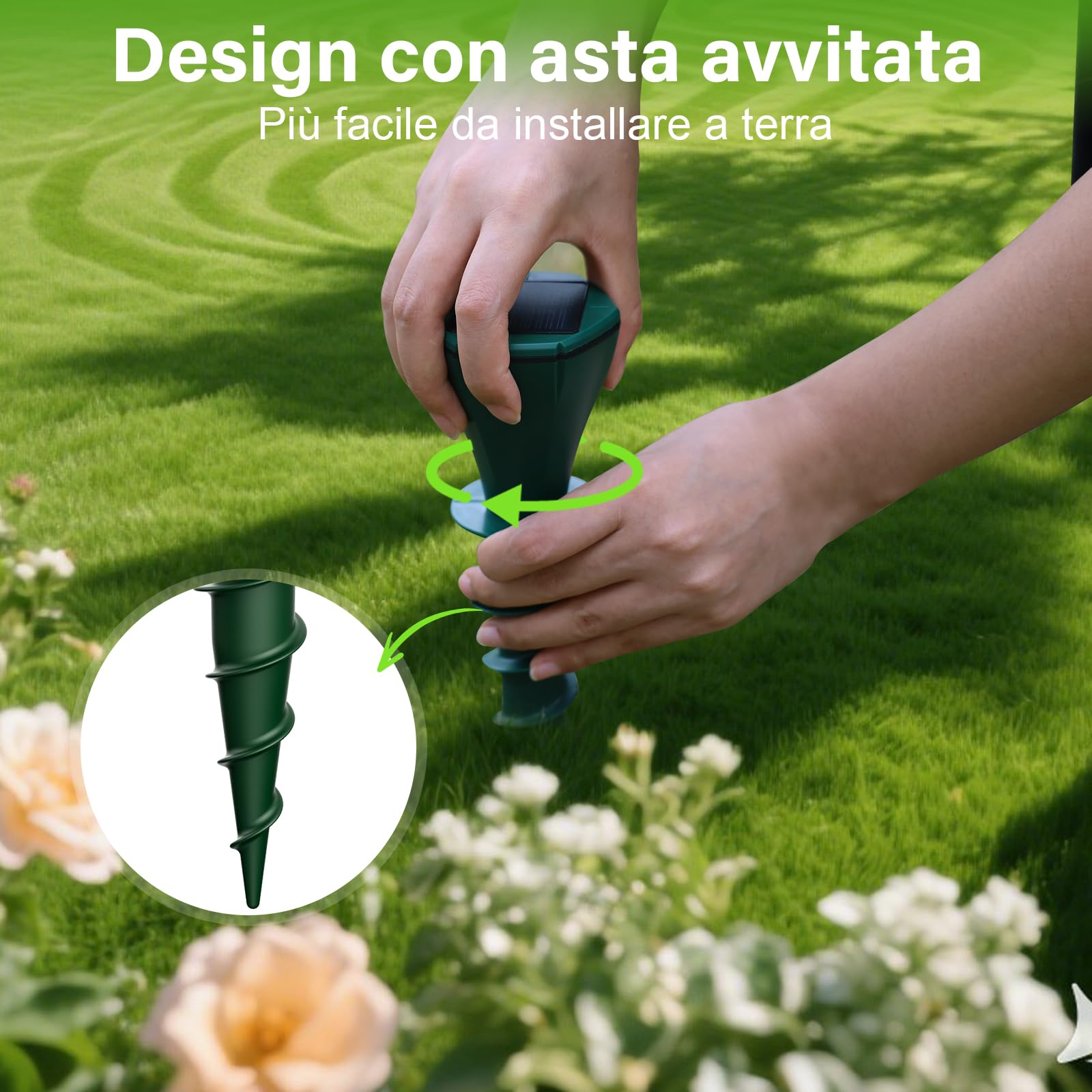 Dissuasori per Talpe, 4 Pezzi Dissuasore per Topi, Repellente per Topi, Scaccia Talpe per Scoiattoli di Terra, Serpenti, Visoni-Verde