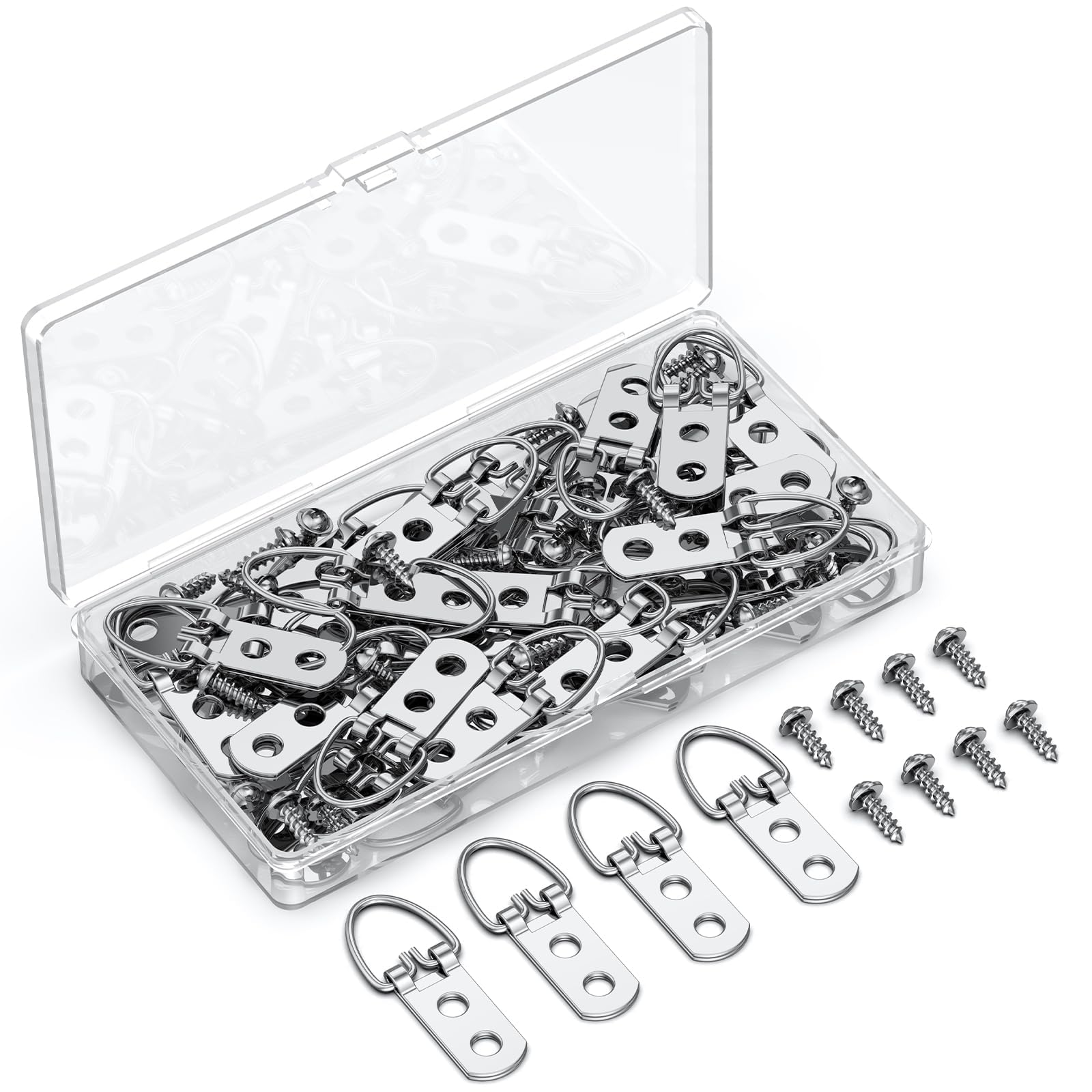 Uniclife 60 Pcs D Ring Picture Hangers with Screws, 18 Kg Load Heavy Duty Picture Hanging Hardware