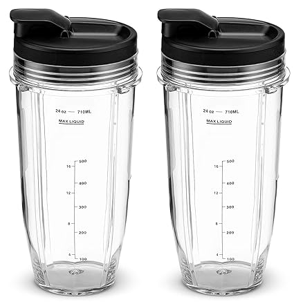 NLSD Replacement Nutri Ninja 24 oz. Cups with Sip & Seal Lids Compatible with BL450, BL480, BL490, BL640, BL680 Auto IQ Series Blenders (Pack of 2)
