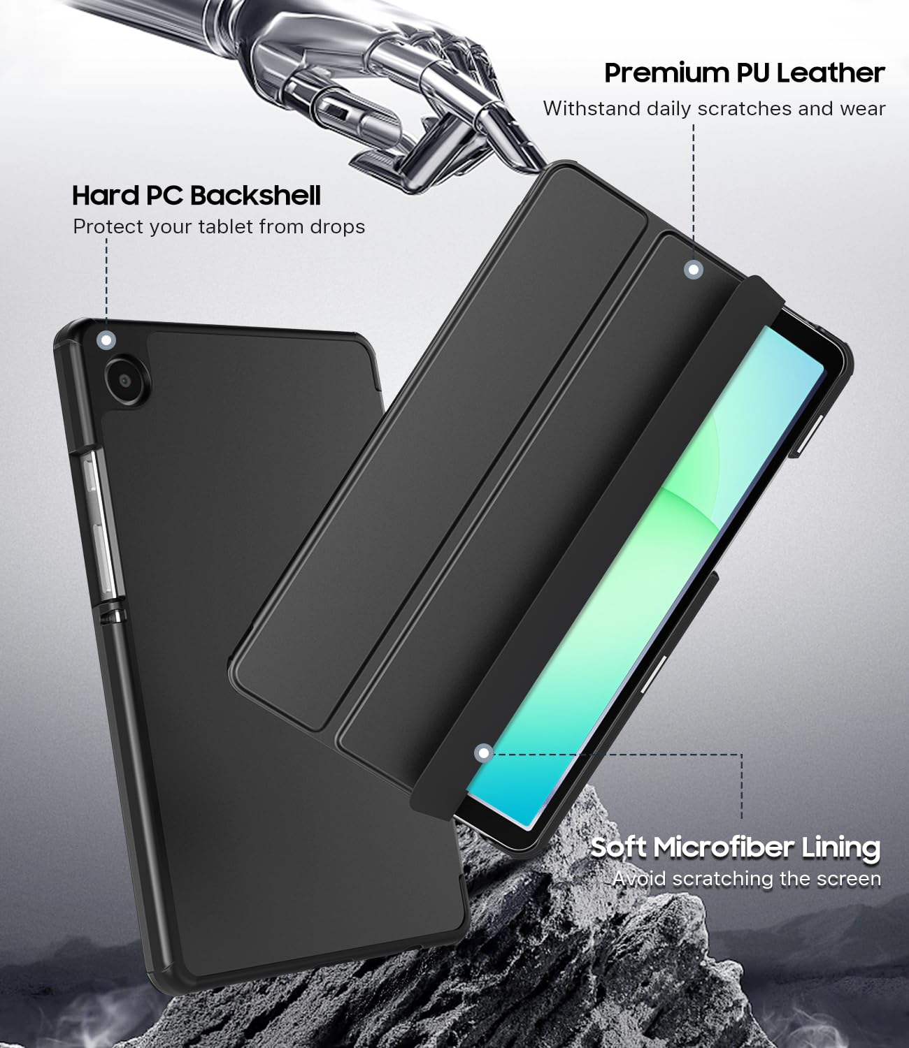 TiMOVO Cover Protettiva Compatibile con Samsung Galaxy Tab A11/A9 8,7 Pollici (2025/2023), Sottile e Leggero, Cover Protettiva a Guscio Posteriore Rigido, Nero