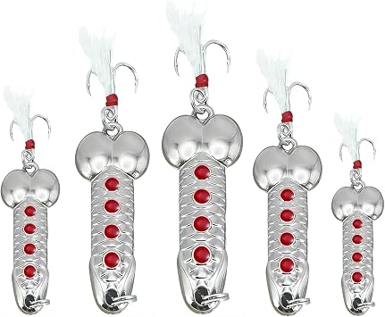 5Pcs Funny Fishing Lures,Top Water Bass Fishing Hooks Gear,Metal Luminous Sequin Spoons,Prank Joke Fish Lure Trout Lures Spinner Baits for Fishing Lovers,Freshwater Saltwater Fishing Gag Gifts for Men