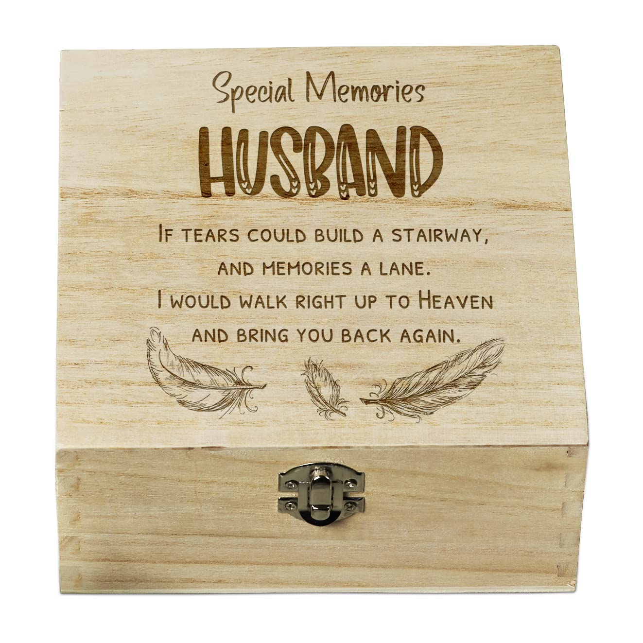 ukgiftstoreonline Husband In Loving Memory Engraved Wooden Keepsake Box Gift