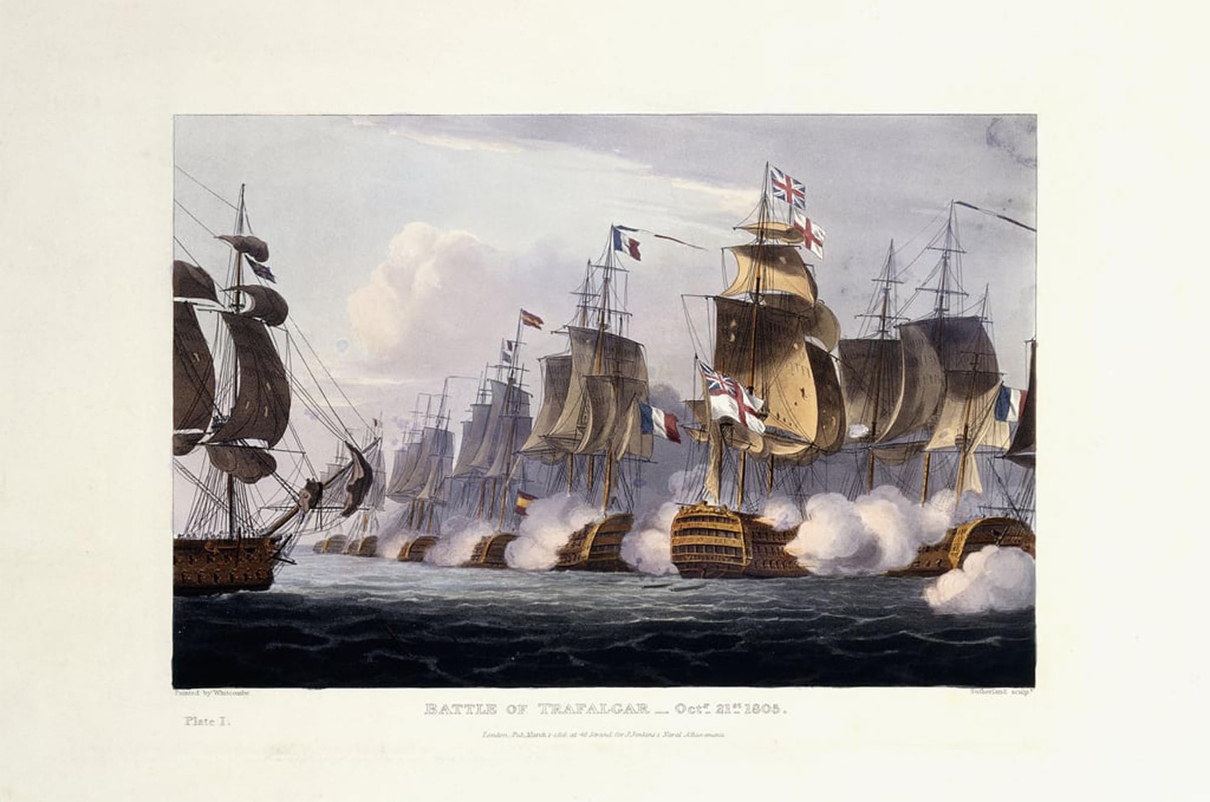 ARTXLXXBN Famous Art Print Poster Vintage Wall Art the Battle of Trafalgar October St by Whitcombe Canvas Art Poster for Home Decor 60x90cm