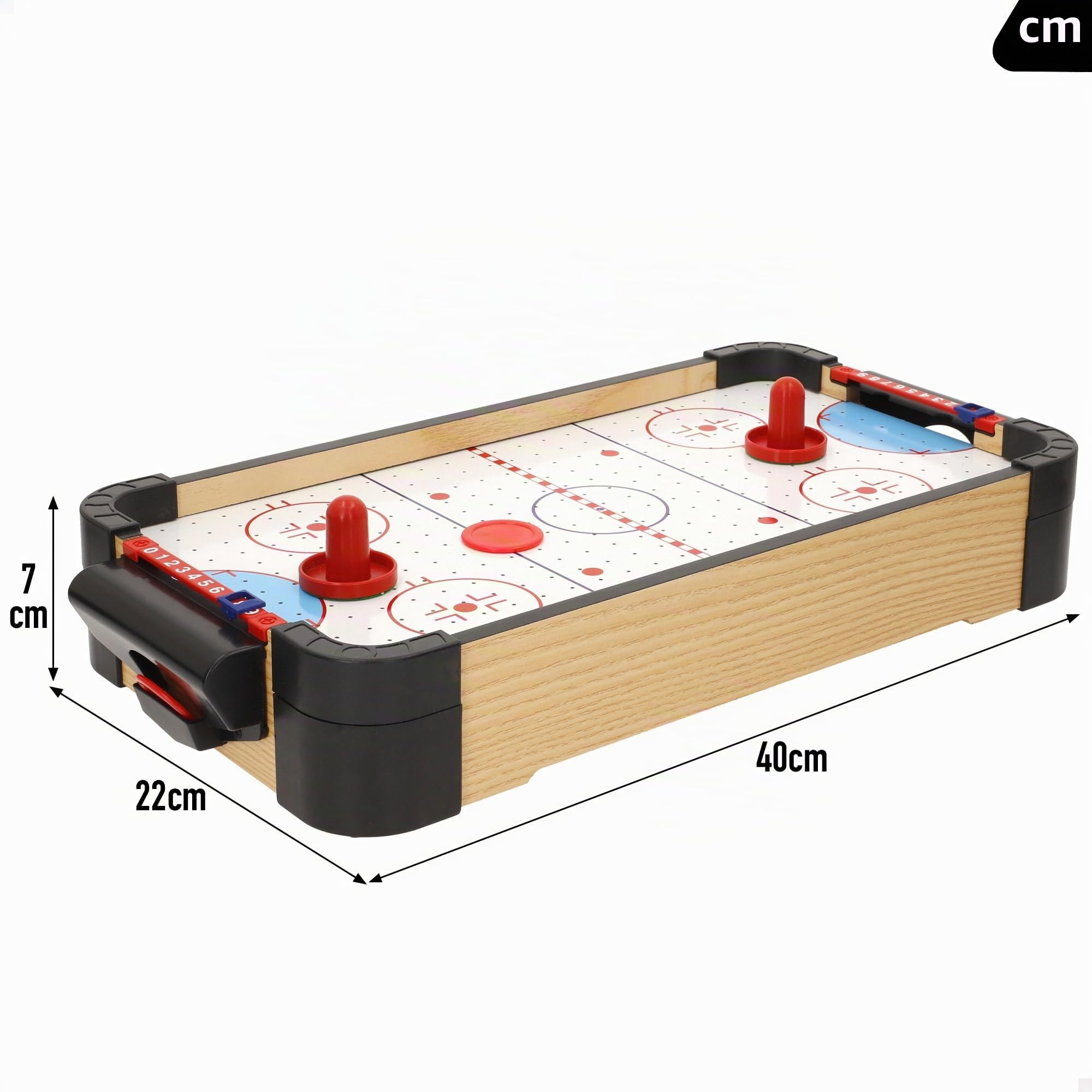 ColorBaby CB Games Air Hockey da tavolo, struttura 40 cm, plastica resistente, 2 pale, 2 dischi, 2 giocatori, giochi da tavolo, giocattoli per bambini, divertimento in famiglia, +6 anni (39528)