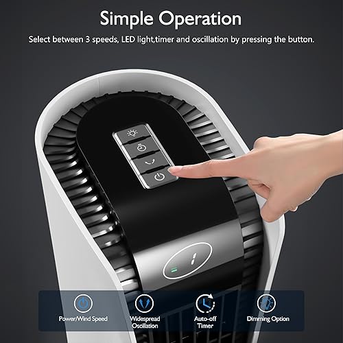 Miniatura 3 de Ventilador de torre de 10000 mAh para dormitorio, ventilador de piso silencioso, ventilador oscilante sin aspas de 180, ventilador portátil con 3