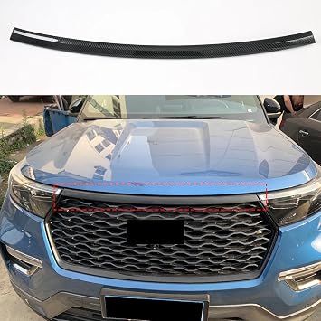 Front Grill Trim Accessorie Protector for Ford Explorer 2020-2024, Carbon Fiber Front Bumper Hood Plate Guard Portector not fit King Ranch, Timberline model carbon fiber