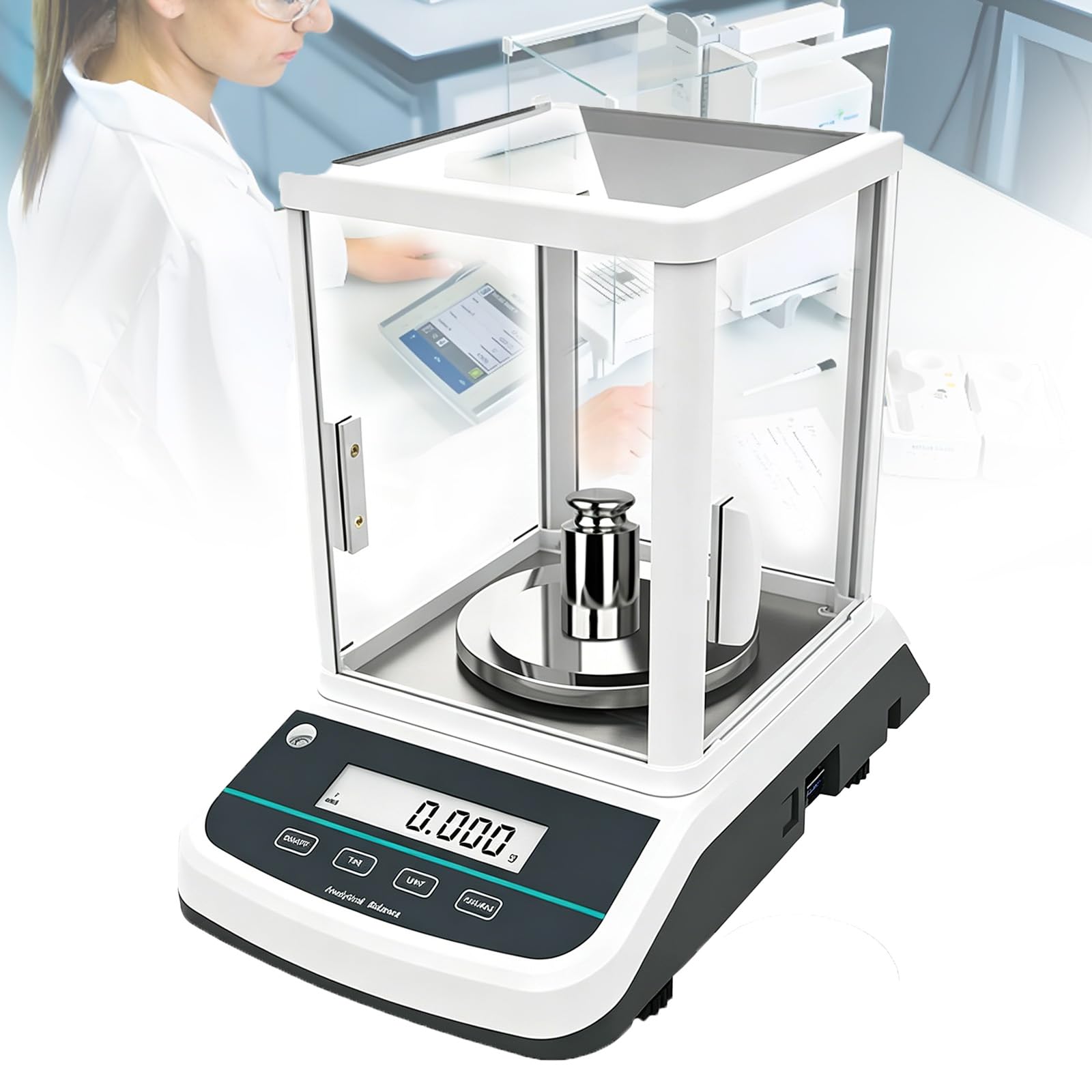 COYEUX Waga analityczna z automatyczną kalibracją, laboratoryjna waga cyfrowa, dokładność 0,001 g, pojemność 200 g, automatyczna kalibracja do ważenia analitycznego