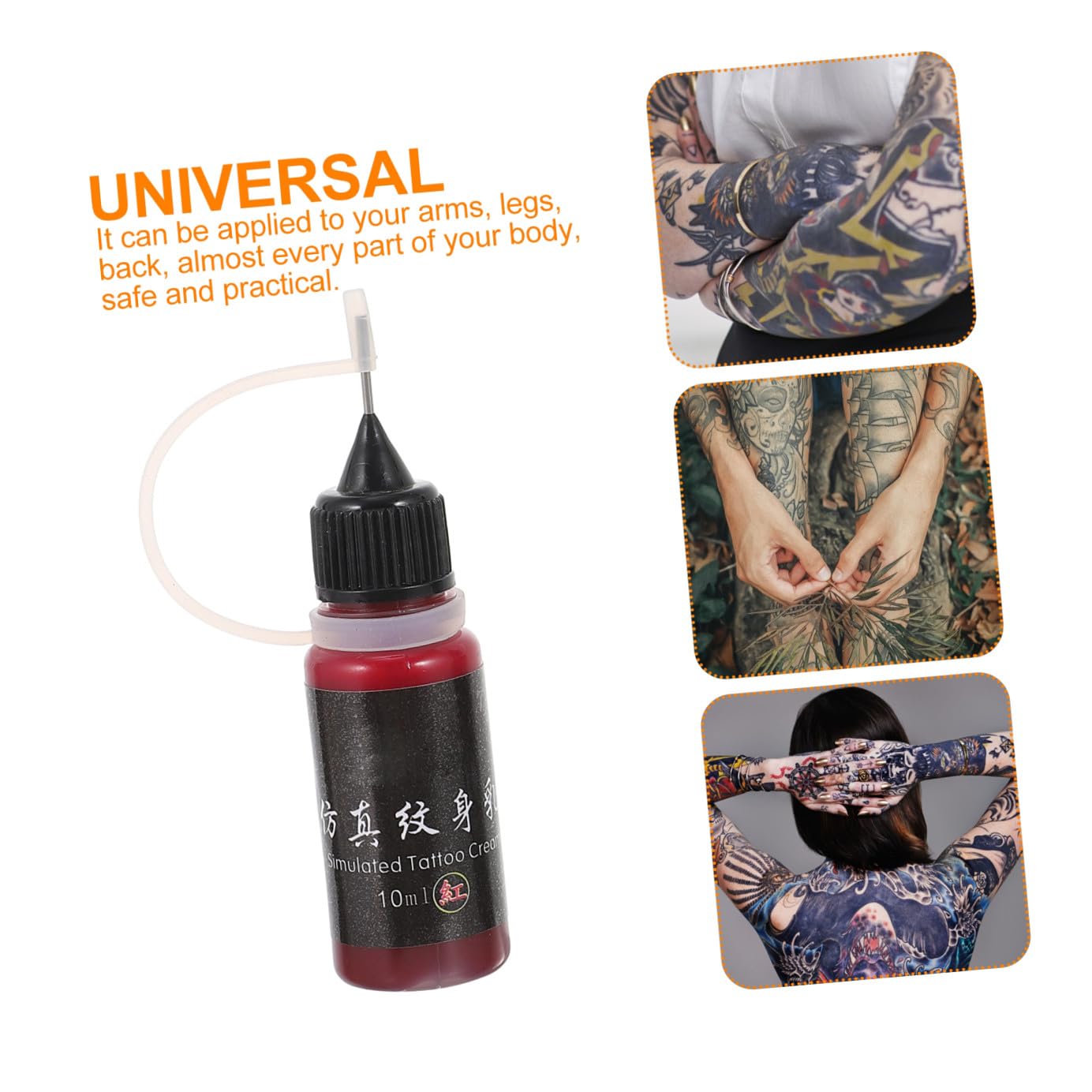 Kit de 5 Botellas de Tinta de Tatuaje Temporal de 10ml Cada, Líquida y Semipermanente, Adecuado para Principiantes y Mantiene Diseños Semana