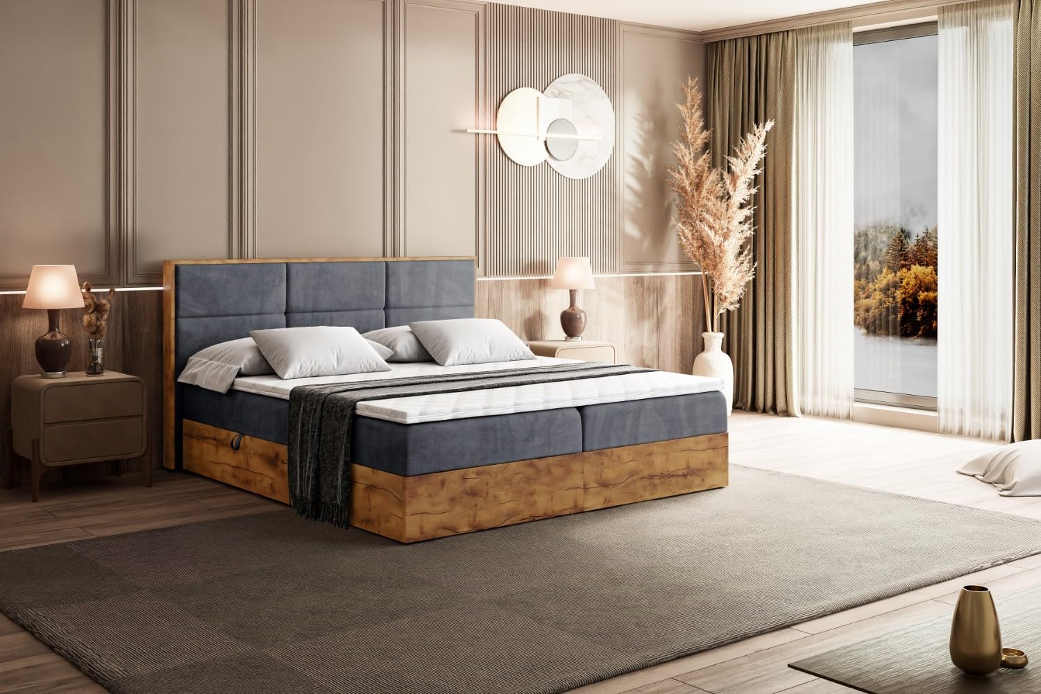 ALTDECOR Boxspringbett mit H4-Matratze Lolli 1-200x200 - Dunkelgrau | Lattenrost, Topper, Boxspringbett mit Bettkasten, Bett mit Stauraum, Doppelbett, Polsterbett