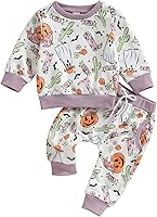 Vista 8 de TheFound Conjunto de 2 piezas de sudadera con cuello redondo y diseño de calabaza para Halloween, para Halloween y otoño e invierno