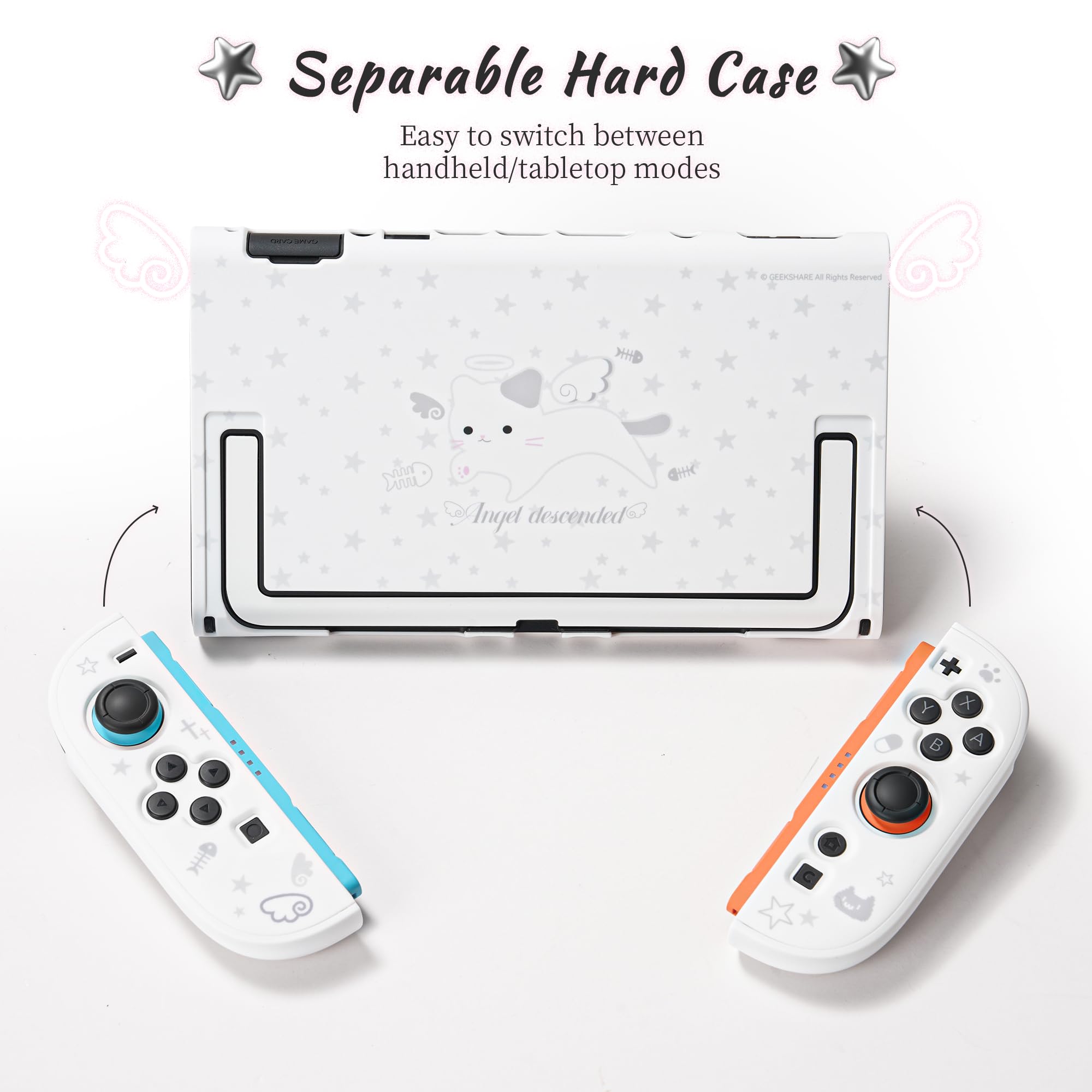 GeekShare Etui ochronne kompatybilne z Switch 2, Kawaii Cartoon Dockable Case Kompatybilny z Switch 2, Odporna na zarysowania i wstrząsy Design Cover Skin - Star Kitty