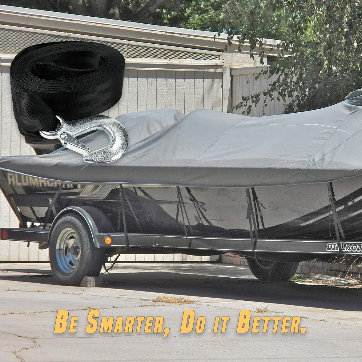 DC Cargo Mall Marine Winch Strap -2 Pack | 2" x 20' Long Boat Tie-Down Polyester Transom Straps for Securing Boats, Pontoons, Whalers, Jetskis, to Docks and Trailers | Winches & Bolts NOT Included : Sports & Outdoors