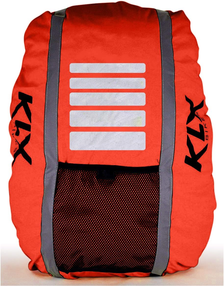 KLX Heavy Duty High Visibility Reflective Waterproof Rucksack Backpack Cover - New Improved (Orange)