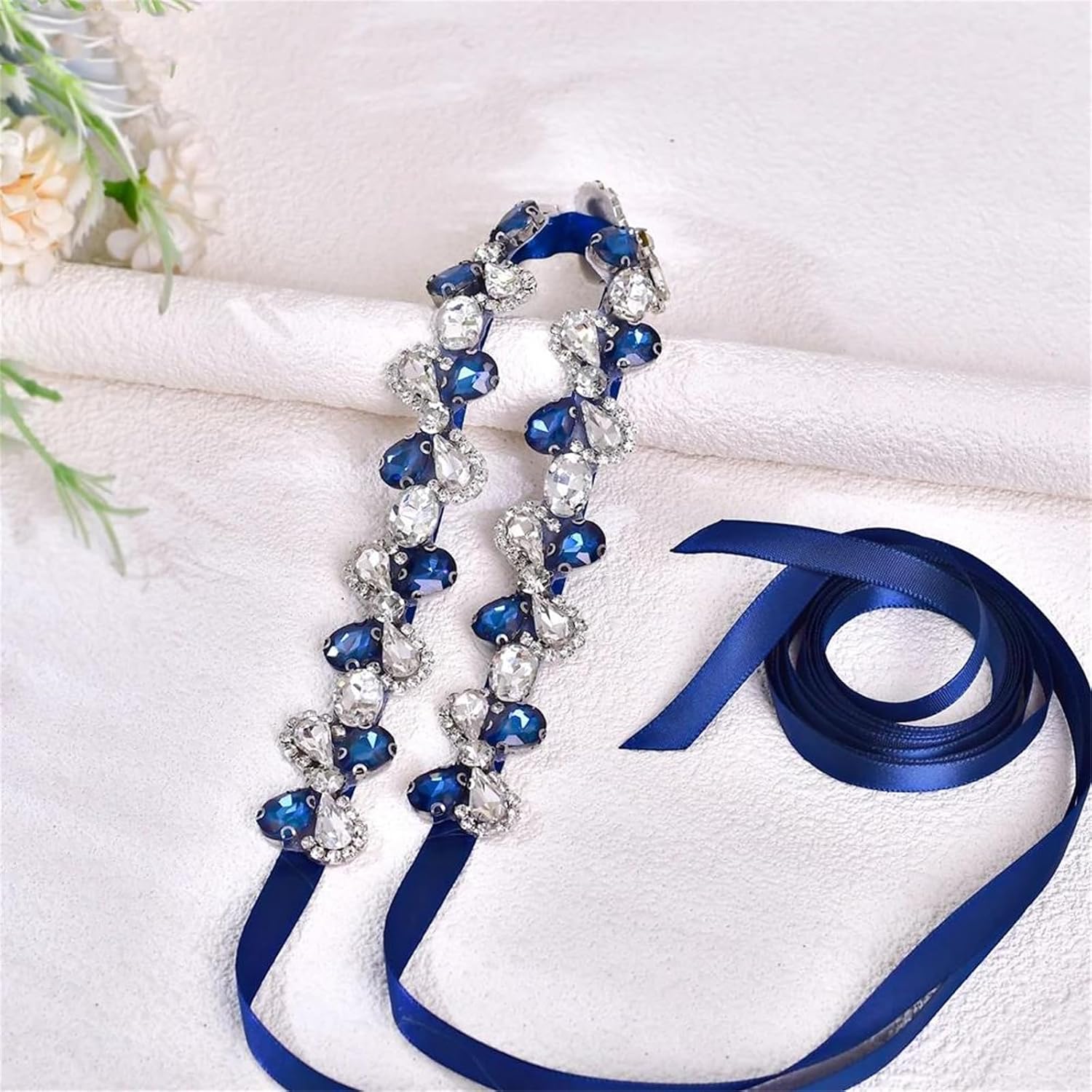Women’S Slim Wedding Ribbon Belt Prom Formal Dress Gown Decoration Accessories With Bow Shape Glass Rhinestone Bridal Sash
