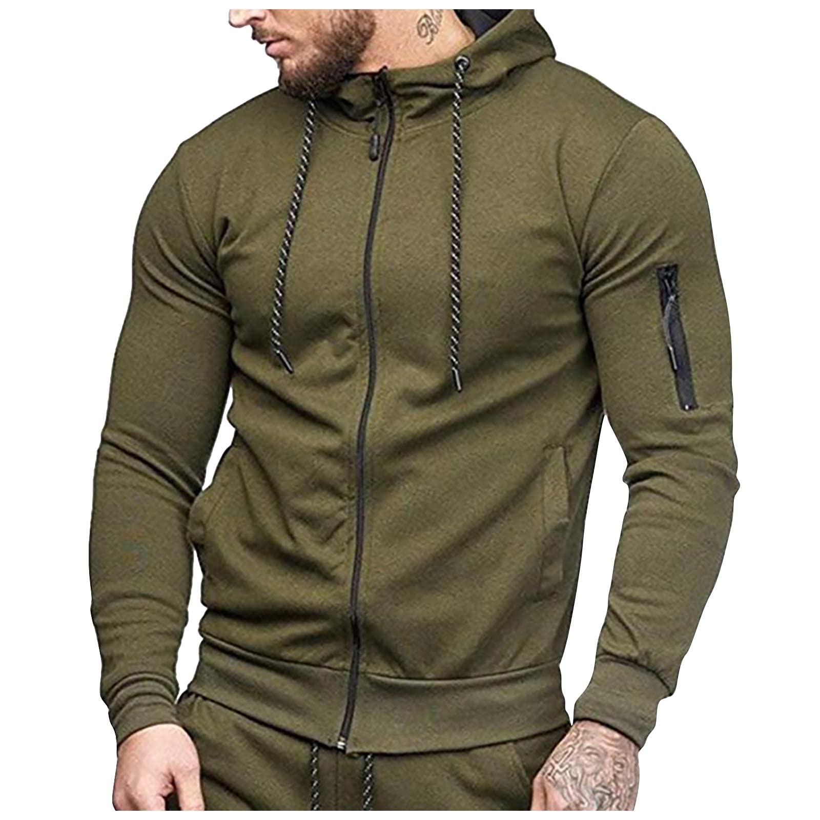 Mens Comfortable Long Sleeve Jackets Printing Autumn and Winter Coats Fashion Zipper Loose Casual Hooded