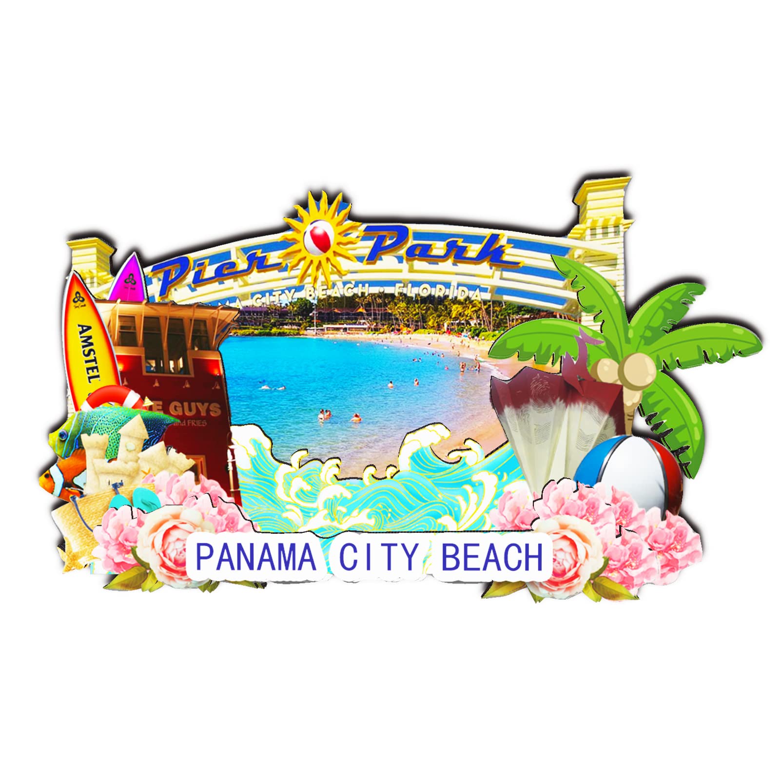 Miami Florida USA - Imanes Para Refrigerador 3D, Productos De Madera Resistentes A La Friccion Recuerdos De Viaje Decoracion Del Hogar Y La Cocina