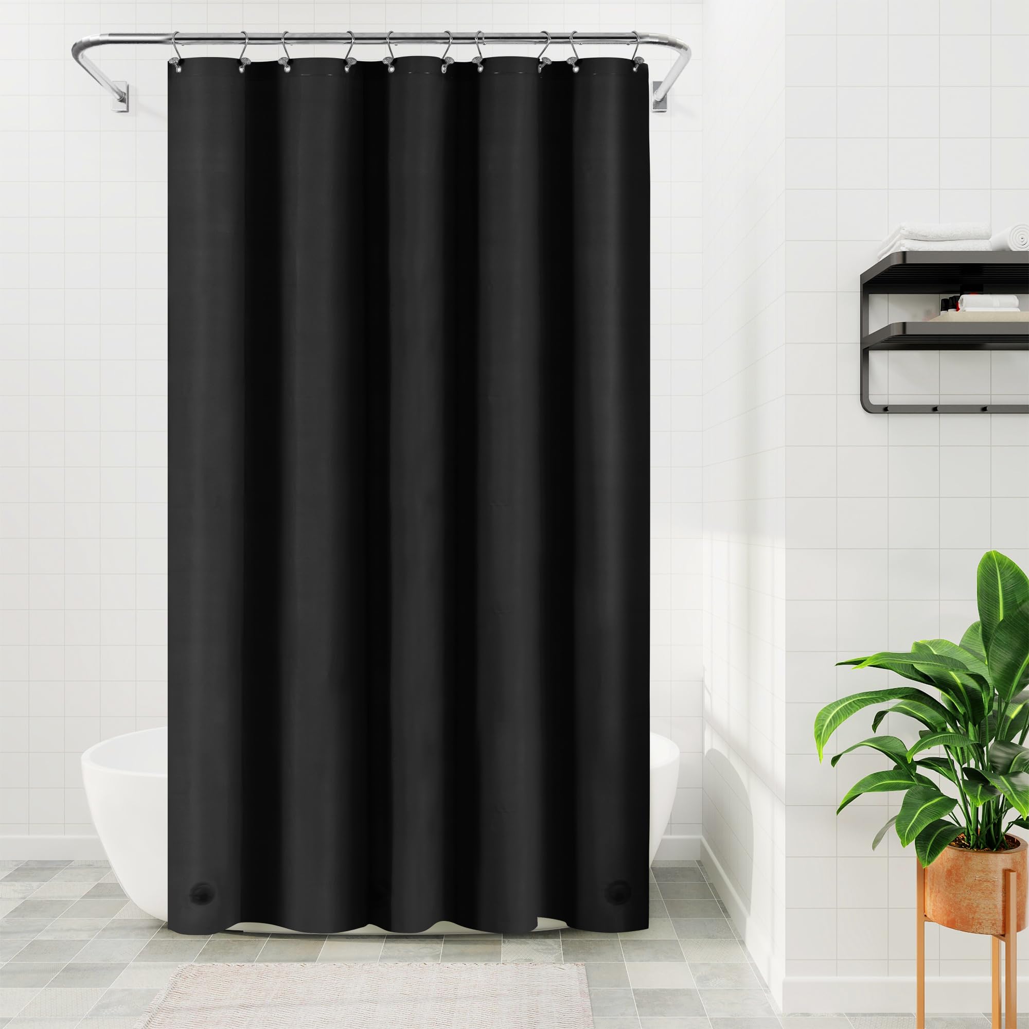 Barossa Design 54W x 78H Stall Shower Curtain Liner PEVA Plastic, Black