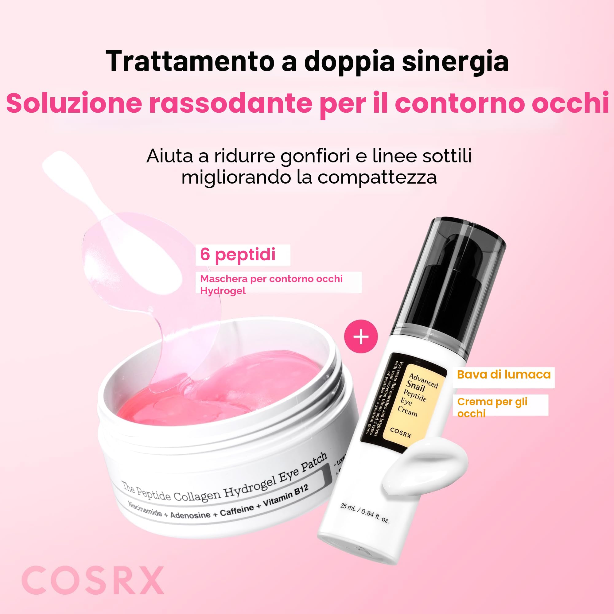 COSRX Peptide Collagen Hydrogel Eye Patch, 60 Patches, Patch Contorno Occhi per Borse e Occhiaie con Caffeina, Korean Skincare