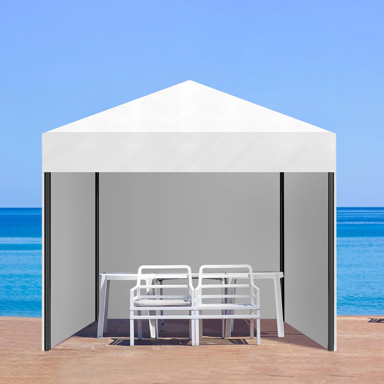 4 Pcs Canopy Sidewalls Silver Coated 210d Thickened Oxford Cloth, Pop up Commercial Canopy Tent, for Outdoor Events, 116.5 x 76.3 Inches (White)