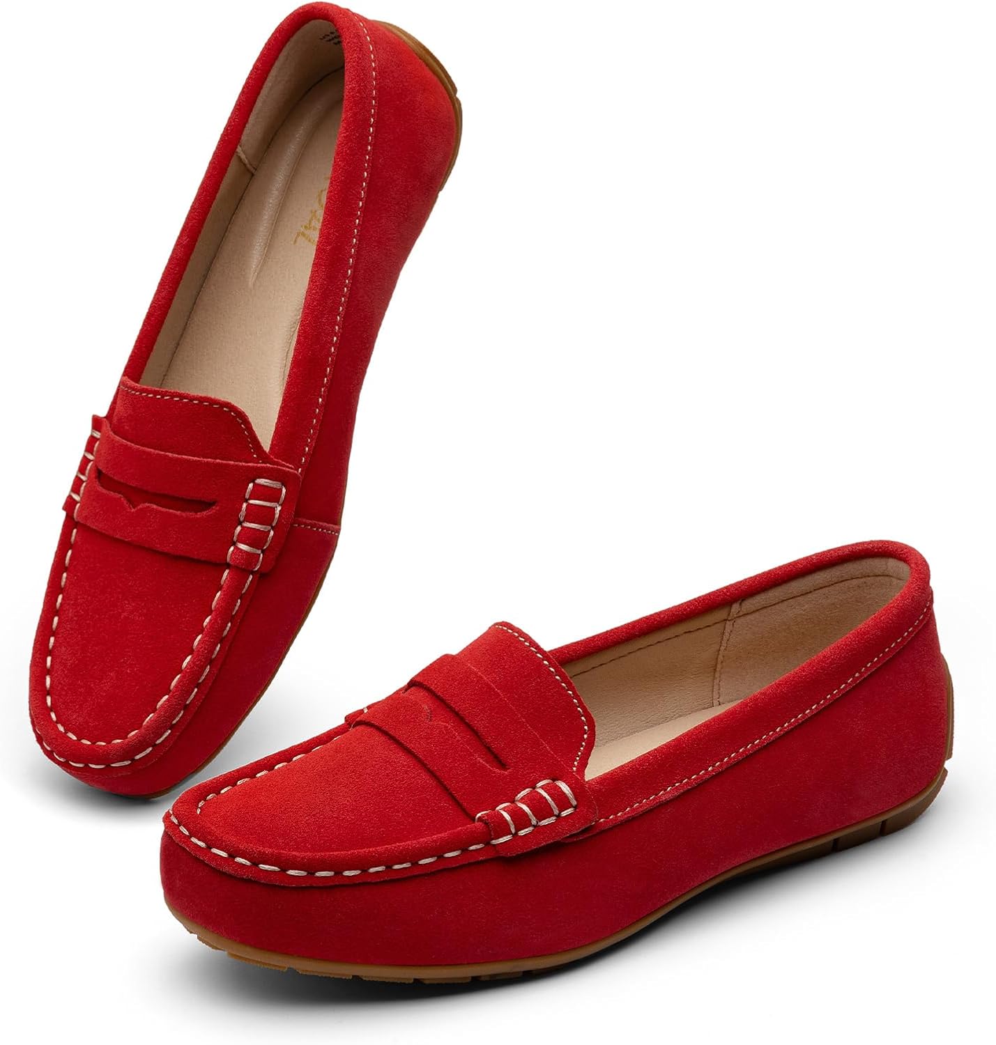 KORDAL Women's Comfortable & Lightweight Suede Leather Penny Loafers Slip-Ons Cute Business Casual Dress Shoes Work Office Flats Everyday Walking Shoes Driving Mocs for Women - Image 8