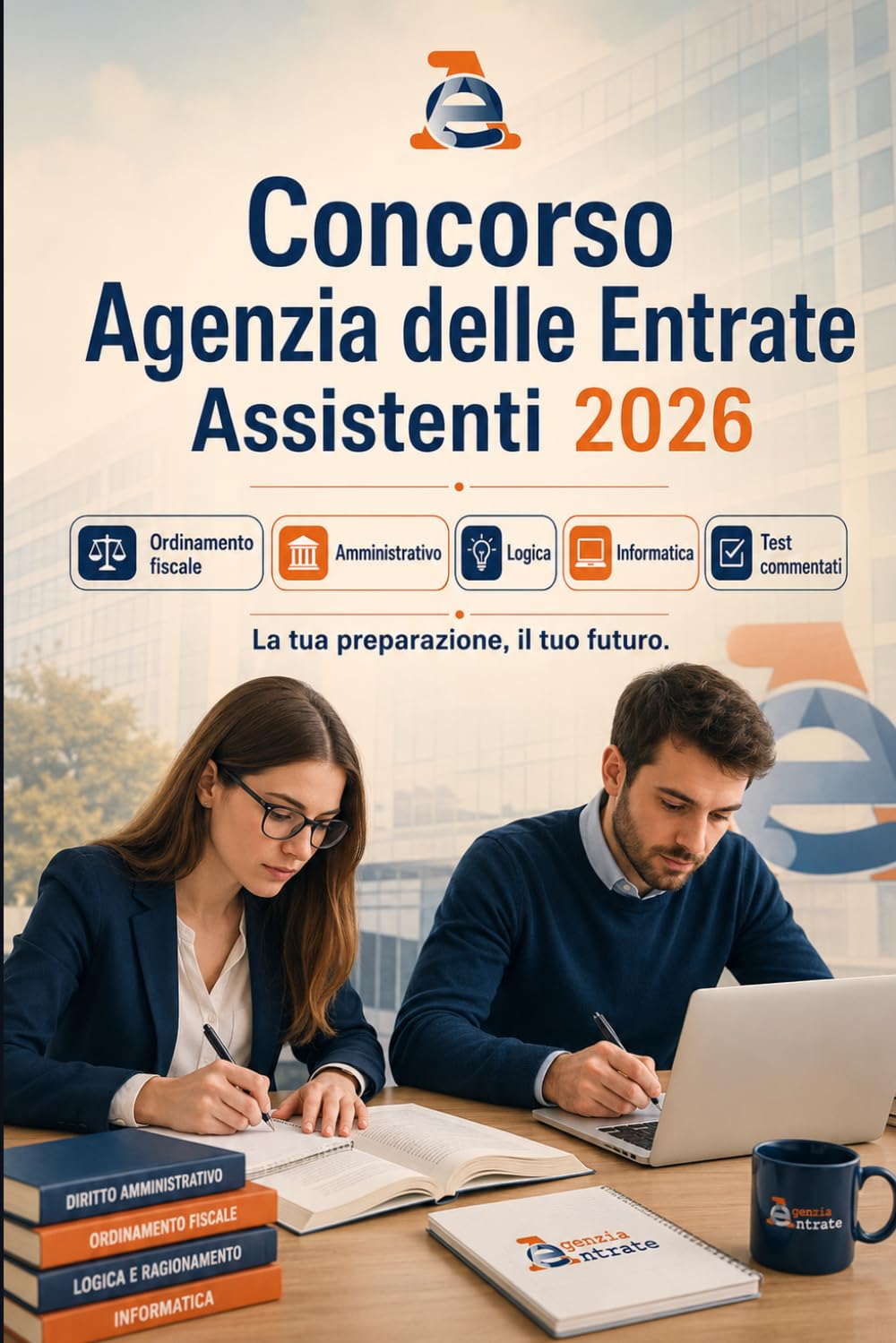Concorso Agenzia delle Entrate Assistenti 2026: Preparazione per diplomati: ordinamento fiscale, diritto amministrativo, logica, informatica, inglese e test commentati