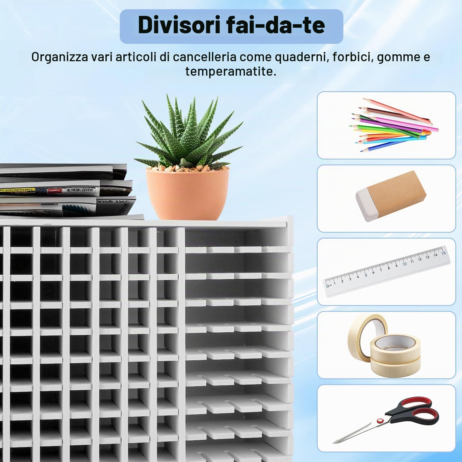 1 Pezzo Porta Penne e Portapenne Scrivania Bianco, Organizer Pennarelli con 240 Scomparti, Supporto in PVC 36,5 x 35 x 13 cm per Ufficio, Studio Creativo e Casa
