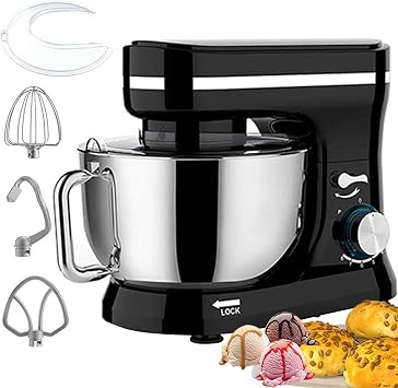 Stand Mixer, 5Qt Electric Food Mixer, 8-Speeds Tilt-Head Dough Mixers with Dishwasher-Safe Dough Hook, Wire Whip & Beater for Daily Use,Black