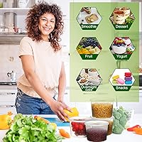 Vista 4 de Skylety 60 juegos de recipientes de plástico con tapas, recipientes de almacenamiento de alimentos, tazas de sopa, a prueba de fugas, microondas