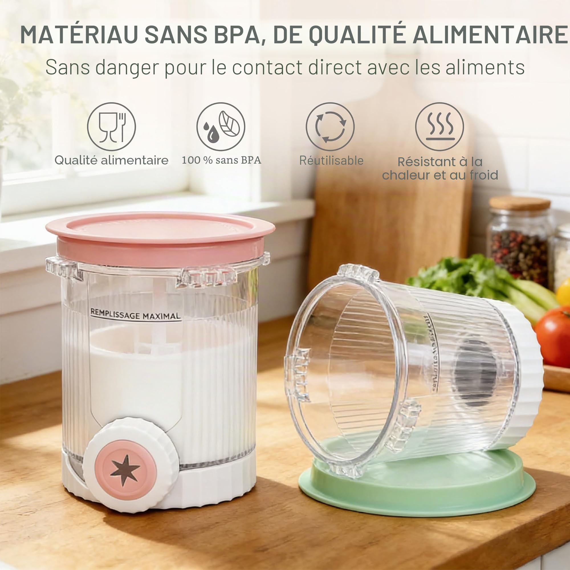 4 Pots à Glace Compatibles Ninja Creami NC700 NC701, 480 ml | Couvercles hermétiques anti-fuite, sans BPA et lave-vaisselle, idéal pour glace maison et préparation à l'avance