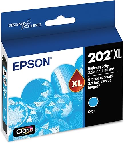 EPSON 202 Cartucho de Tinta Claria de Alta Capacidad Cian (T202XL220-S) Funciona con WorkForce WF-2860, Expression XP-5100
