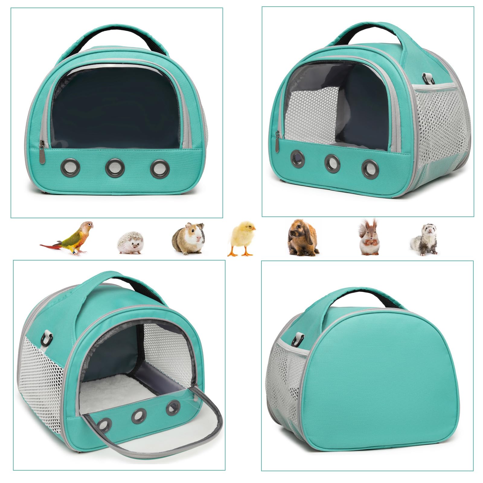 SOONHUA Bolsa de Transporte de Animales pequeños,Bolsa de Viaje saliente para Mascotas,Portador de Conejillos de Indias portátil con Ventana Transparente y Malla Transpirable para Indias Ardilla
