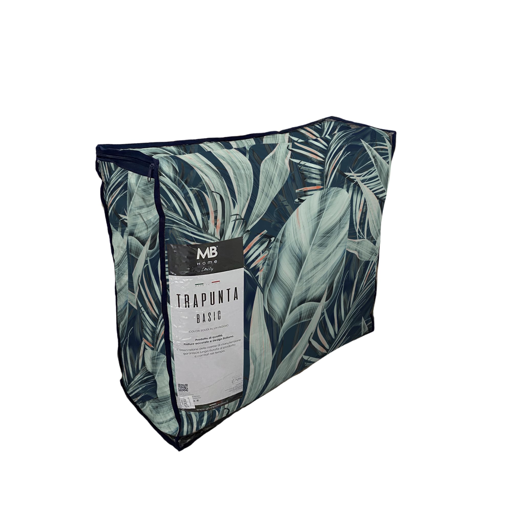 Trapunta Invernale Imbottita Letto Matrimoniale 250x245cm DoubleFace BASIC fantasia TROPICAL, Made in Italy - Piumino Reversibile in morbida Microfibra 200gr/mq - Piumone Lavabile in Lavatrice