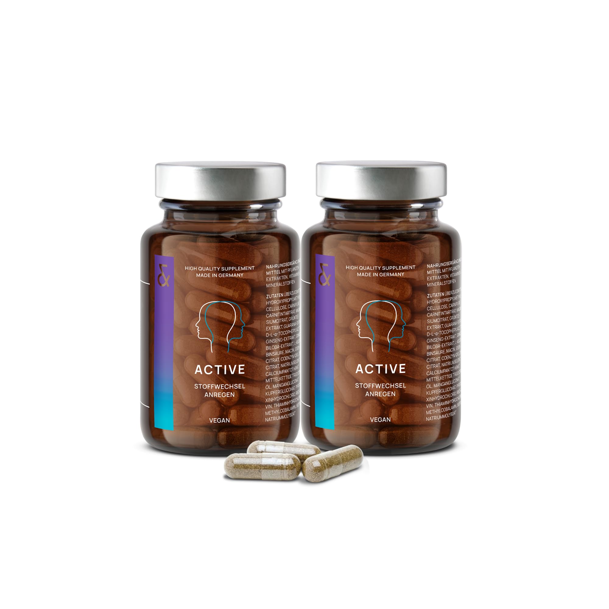 CLAV® N°3 Active, Pflanzlicher Stoffwechsel Booster, 120 Kapseln | Für Energie & gegen Müdigkeit, mit L-Carnitin, Grüntee, Guarana, Ginseng, Ginkgo, Vitamin C, Eisen & Zink, im Apothekerglas