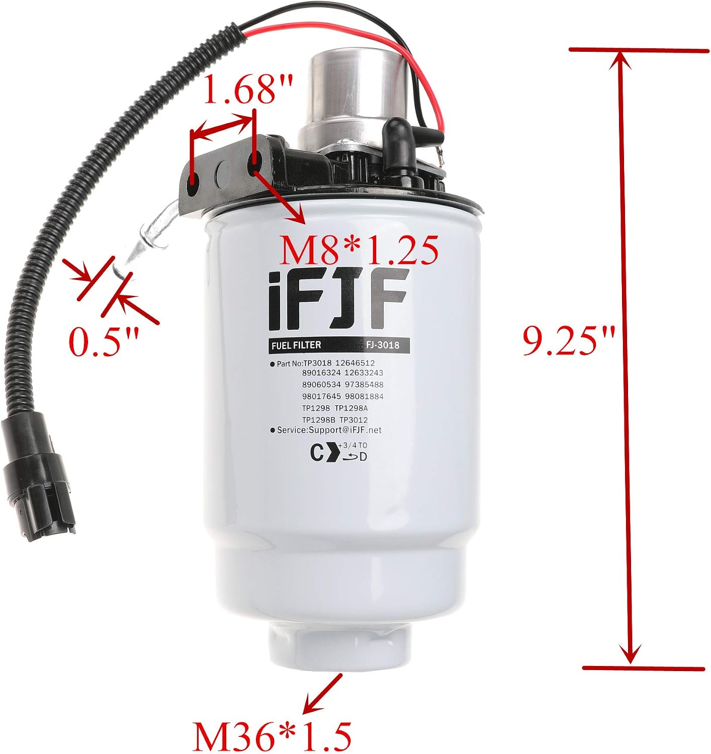 iFJF TP3018 Fuel Filter and 12642623 Fuel Filter Head Replacement for Duramax 6.6L V8 Chevy Silverado/GMC Sierra 2500HD 2005-2013 Diesel Engine with Hand Fuel Pump
