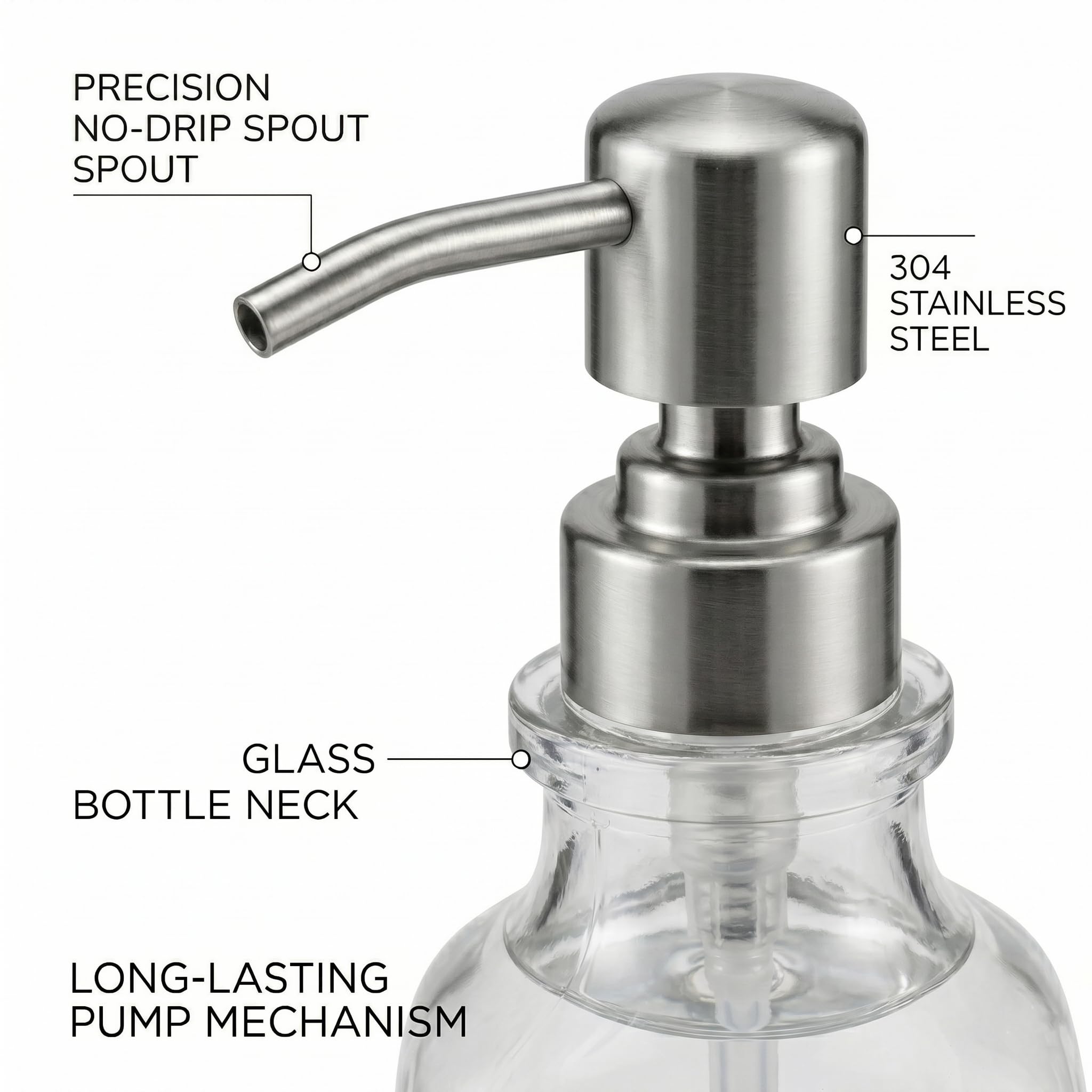 BOPPIE Dispenser di sapone artigianale in vetro mosaico, moderno dispenser di sapone per mani e piatti, per bagno/cucina, bottiglia di sapone liquido ricaricabile con pompa antiruggine in acciaio