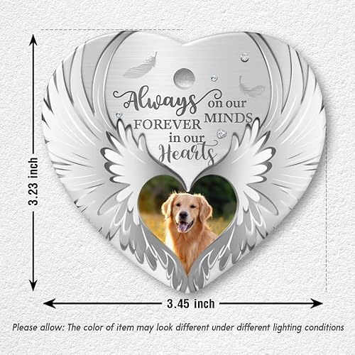 Vista 11 de SANDJEST Adornos personalizados de cerámica con foto personalizada para cachorros de primera Navidad 2024 para amantes de los perros, corazones