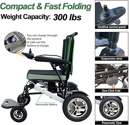 Miniatura 4 de Elifecenter Sillas de ruedas eléctricas plegables para adultos  Potente silla de ruedas motorizada con motor dual de 250 W  Carga máxima de 300