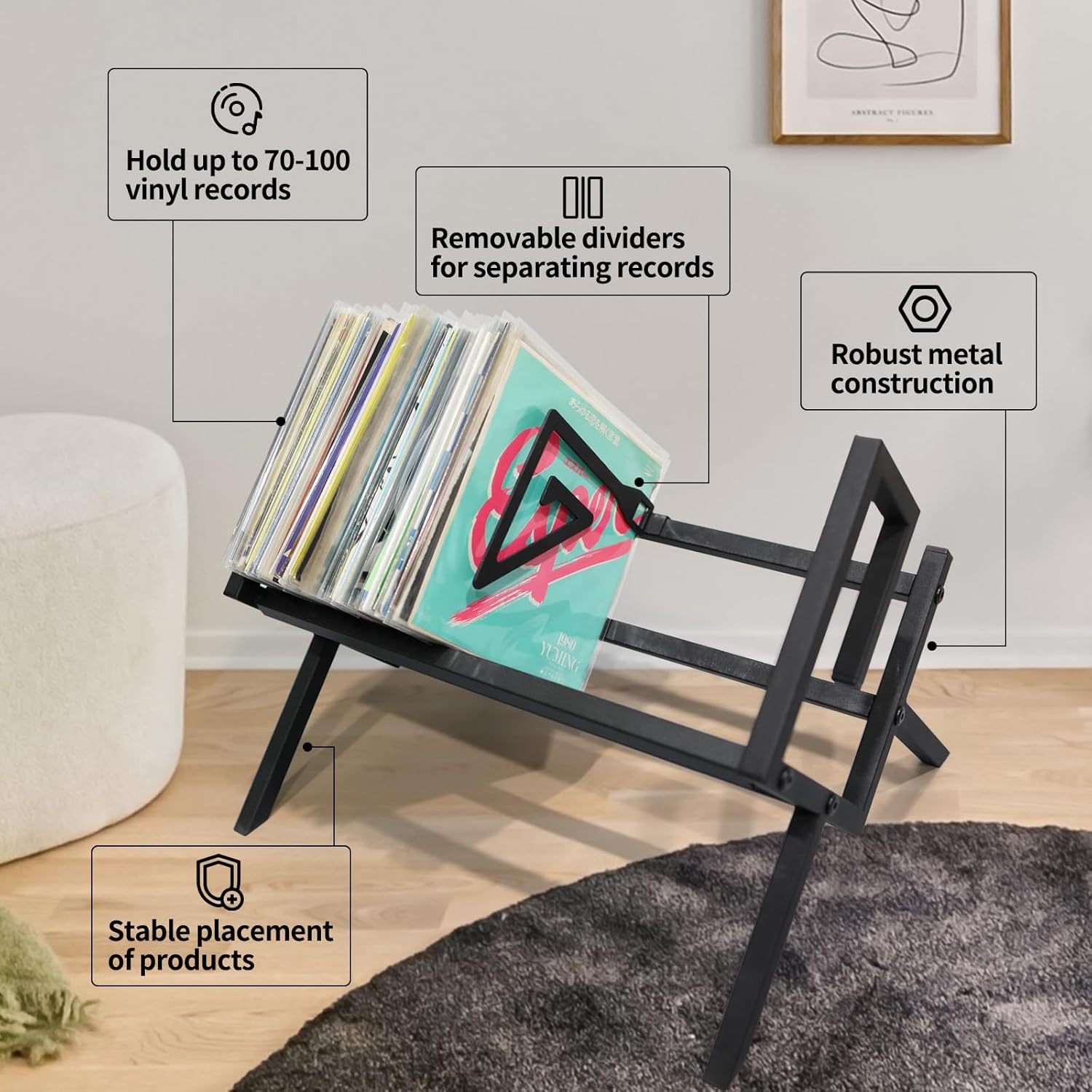 Organizer CD Display Frame Magazine Placement Rack For Arrangement Metal Desktop Creative Bookshelf Record Storage Holder(Large)