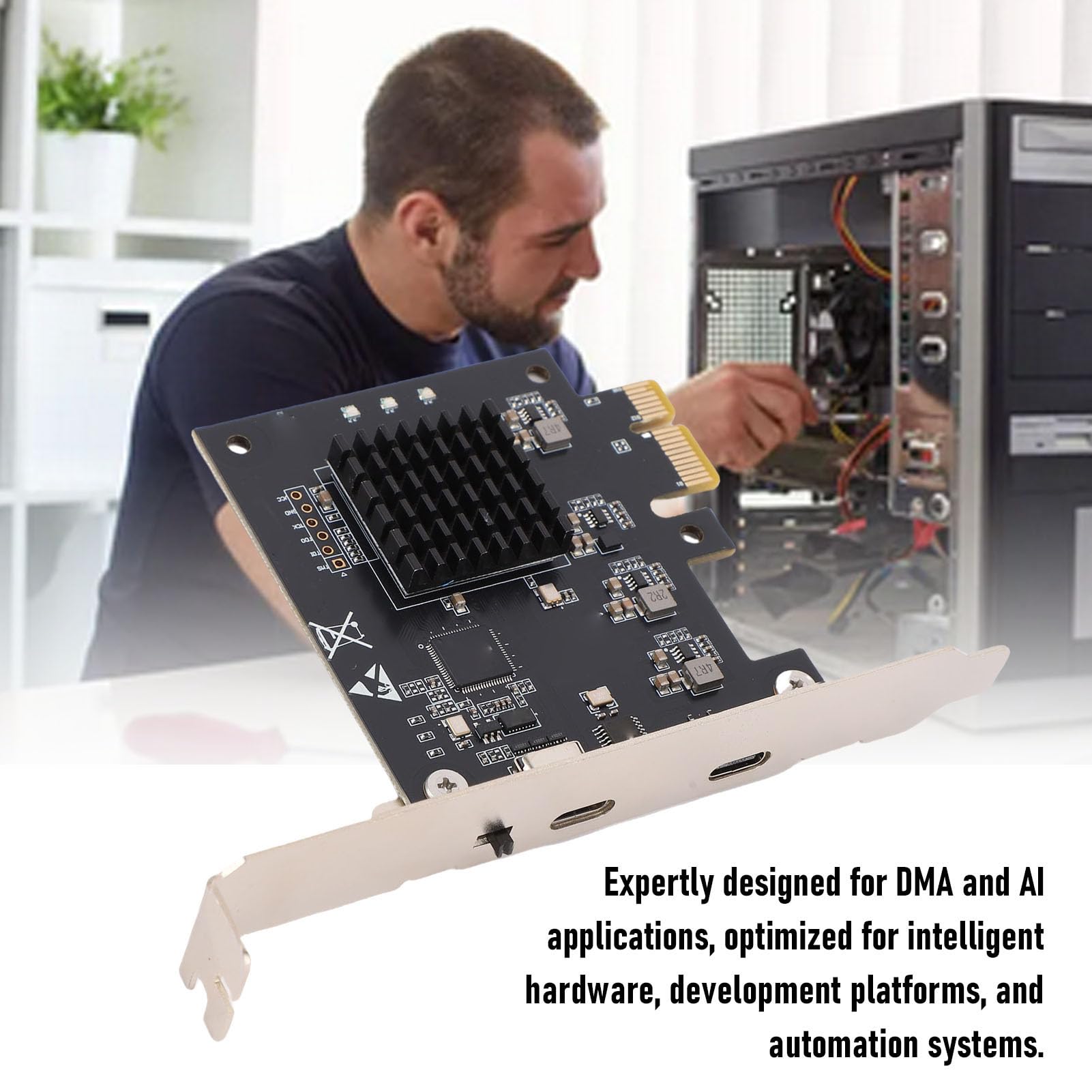 Tosuny Tarjeta DMA con Controlador de Ratón y Teclado, Concentrador USB de 4 Puertos Ethernet de 100 M con Pantalla TFT, Plug and Play para Automatización, Desarrollo y Sistemas de