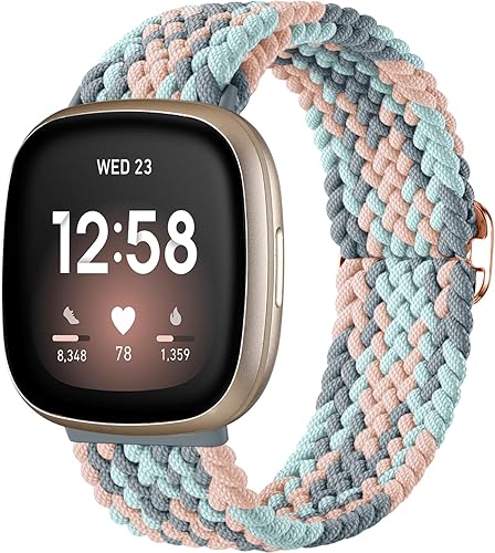 Vista 73 de Maledan Banda elástica trenzada compatible con Fitbit Sense/Versa 3/4 y Sense 2, correa elástica suave para reloj inteligente, accesorio
