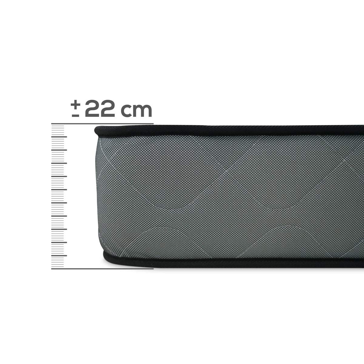DUÉRMETE ONLINE Materac wiskoelastyczny Elda, mocny i wygodny, odporny na roztocza i antybakteryjny, twarz na zimę/lato, wysokość 22 cm, poliuretan, 140 x 180