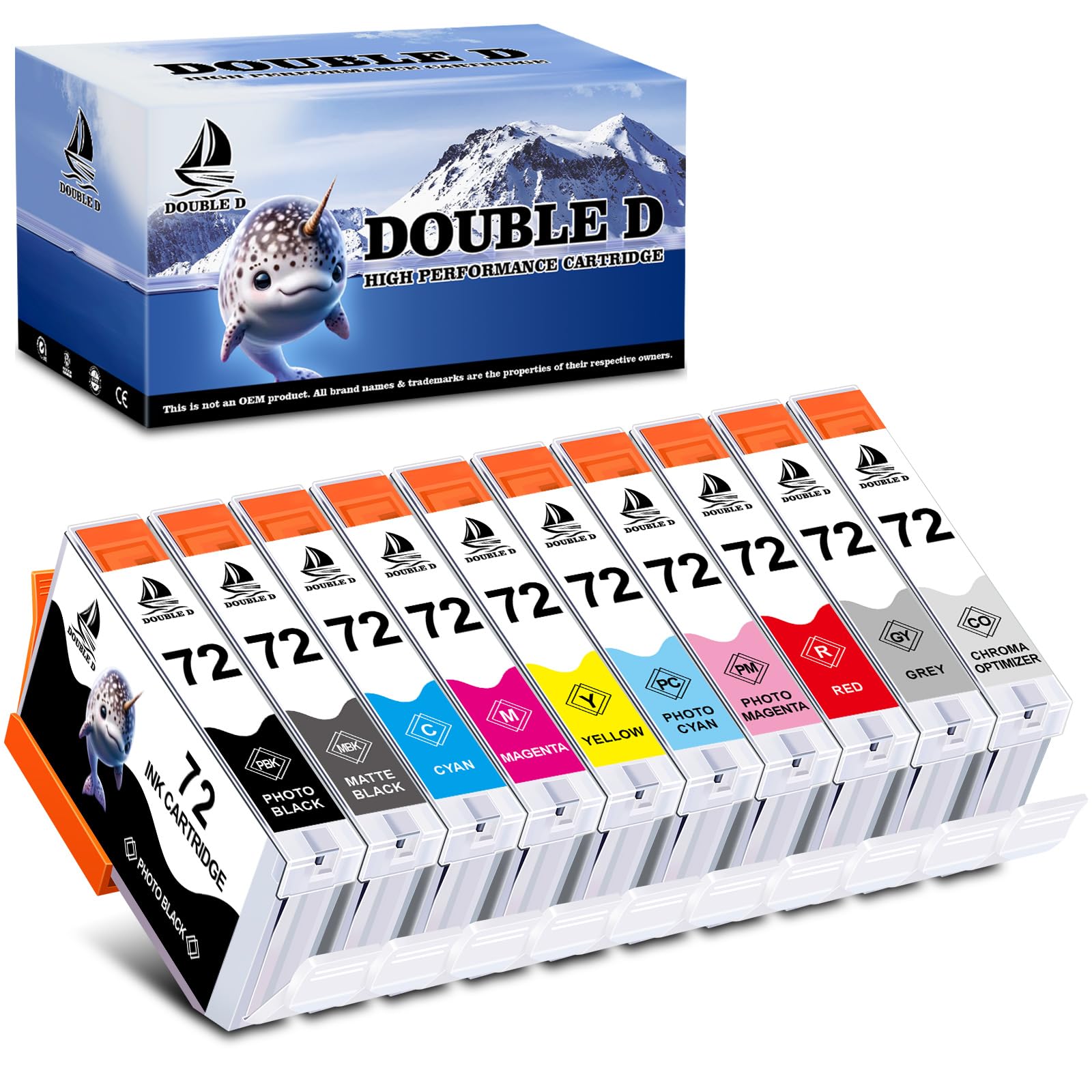 Doubel D PGI-72 Lot de 10 cartouches d'encre pour Canon PGI-72 PGI72 72 cartouches d'encre pour imprimante Canon PIXMA Pro-10 Pro-10s Pro10 Pro10s (PBK MBK C M Y PC PM R GY CO)