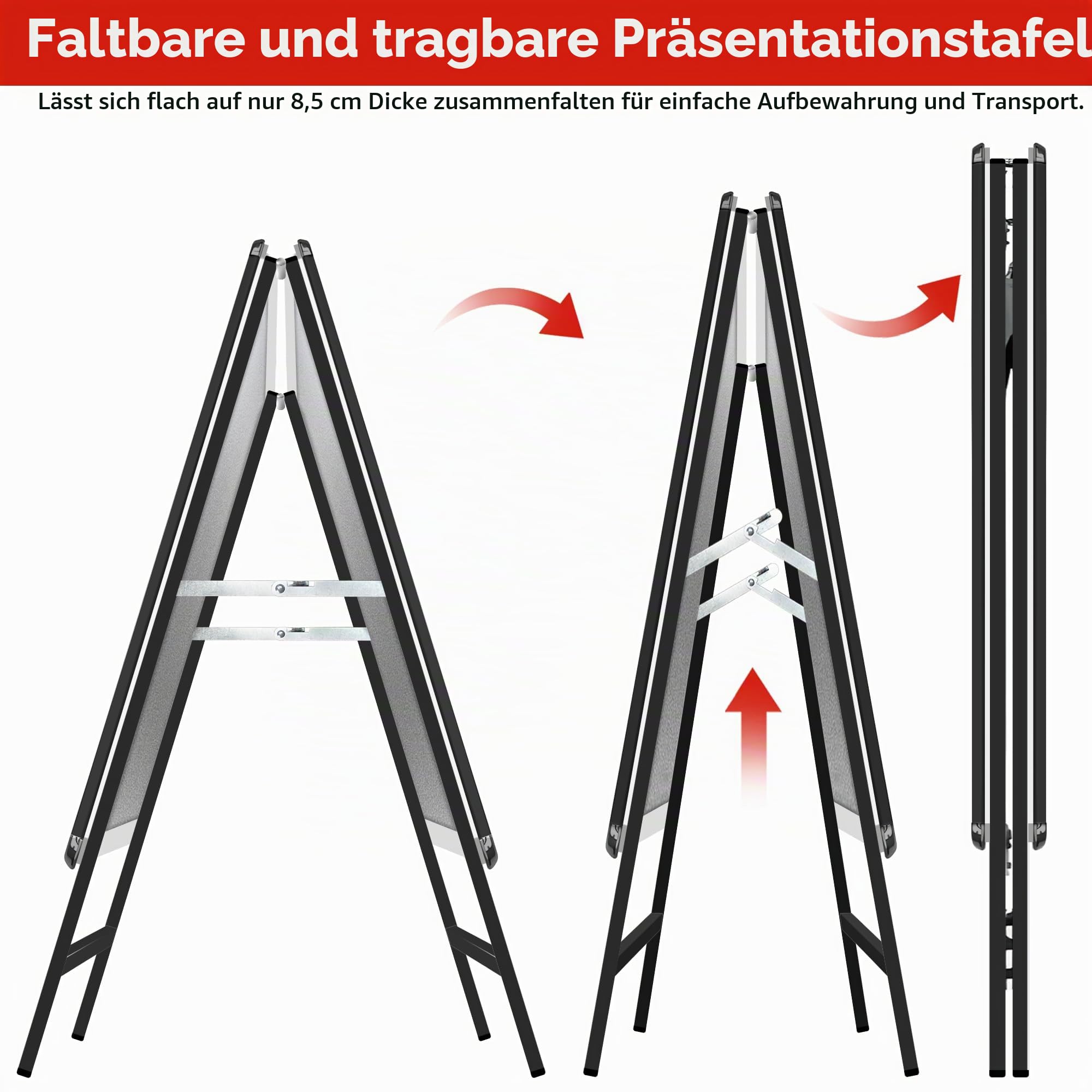 Kundenstopper A1 – Doppelseitiger wetterfester Plakatständer, A-Rahmen Ständer Outdoor, Aufsteller für Werbung & Messen (A1, Schwarz)