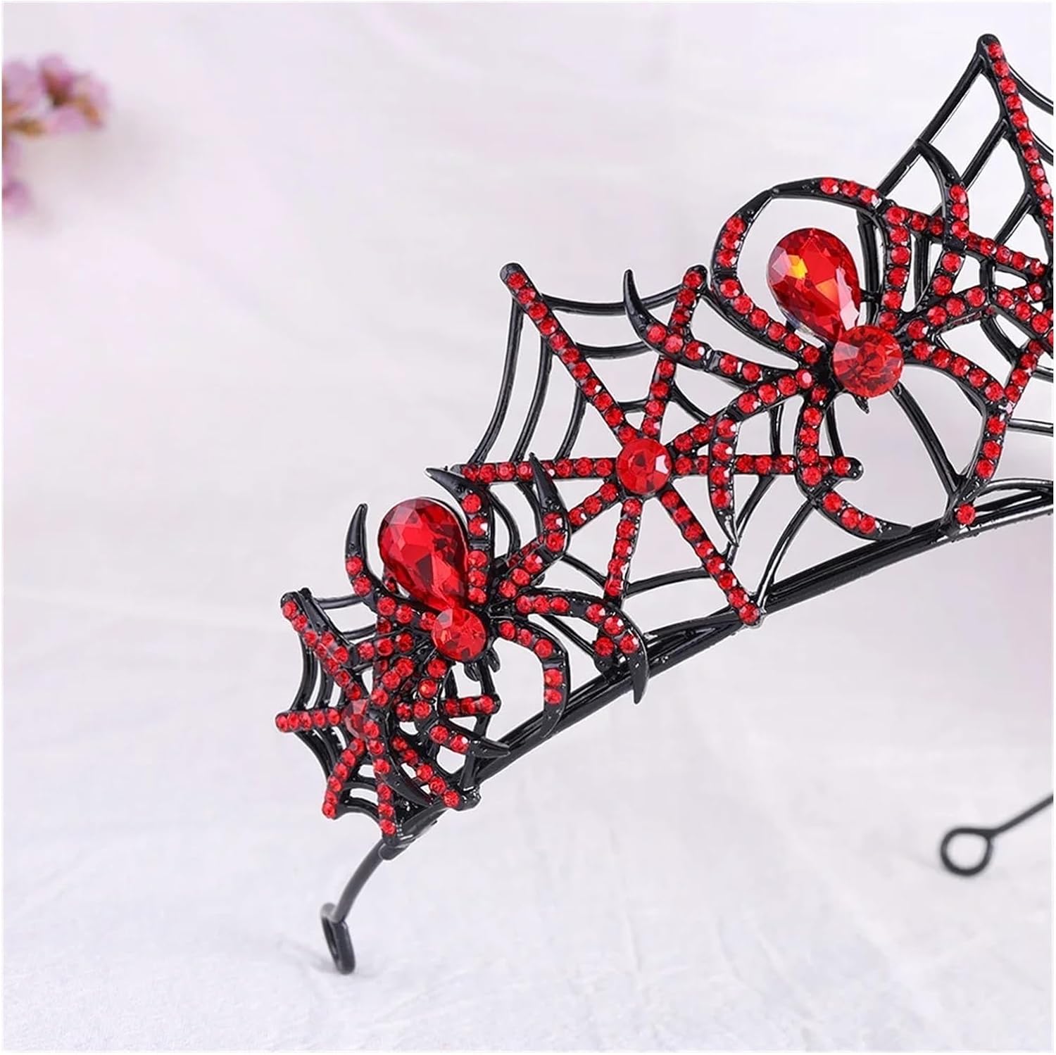 トレンディなハロウィンスパイダークリスタルブライダルティアラヘイロークラウンバロックラインストーンページェントダイアデム花嫁ヘッドバ