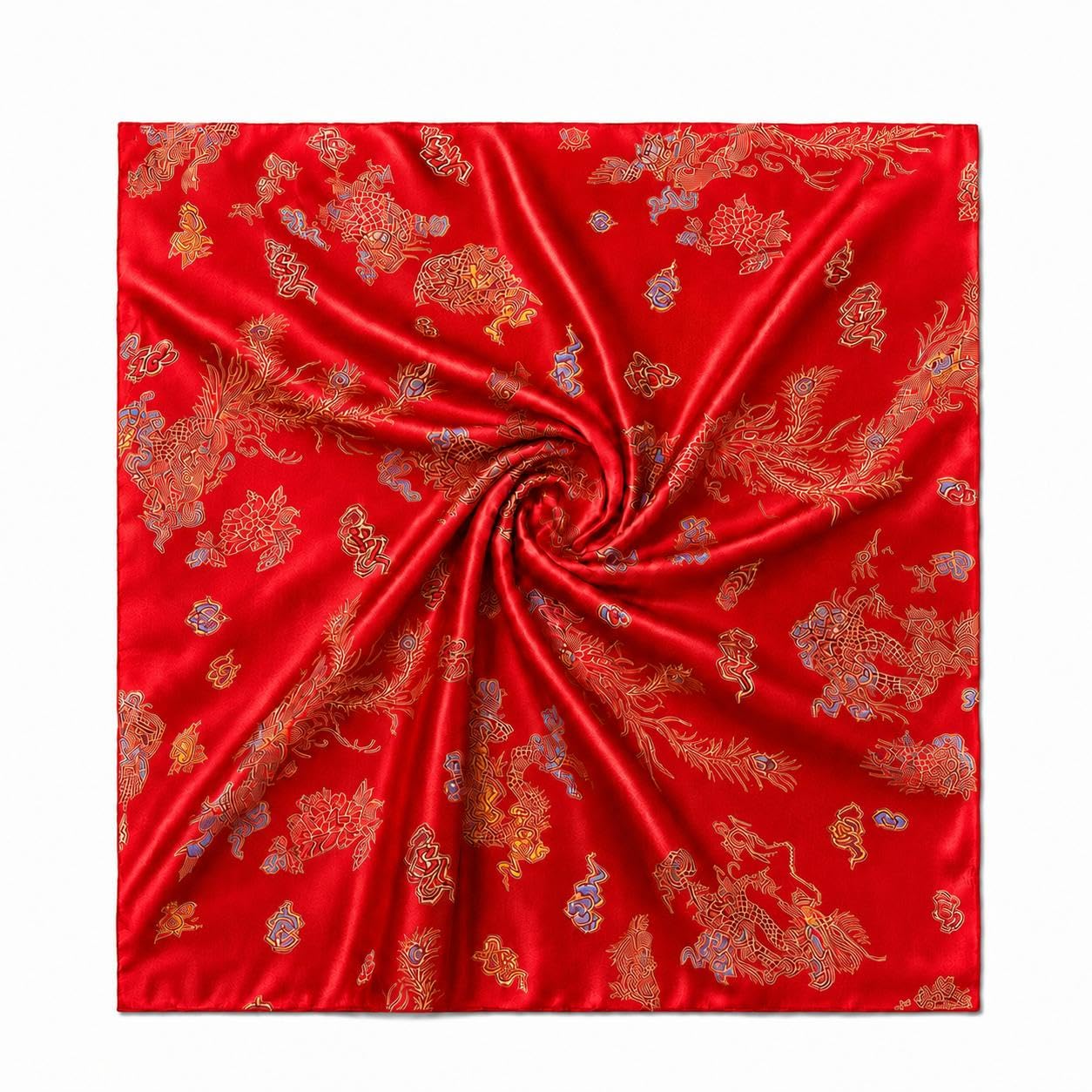 Chinese Dragon Brocade Fabric Sold by The Yard (Red)-image-1
