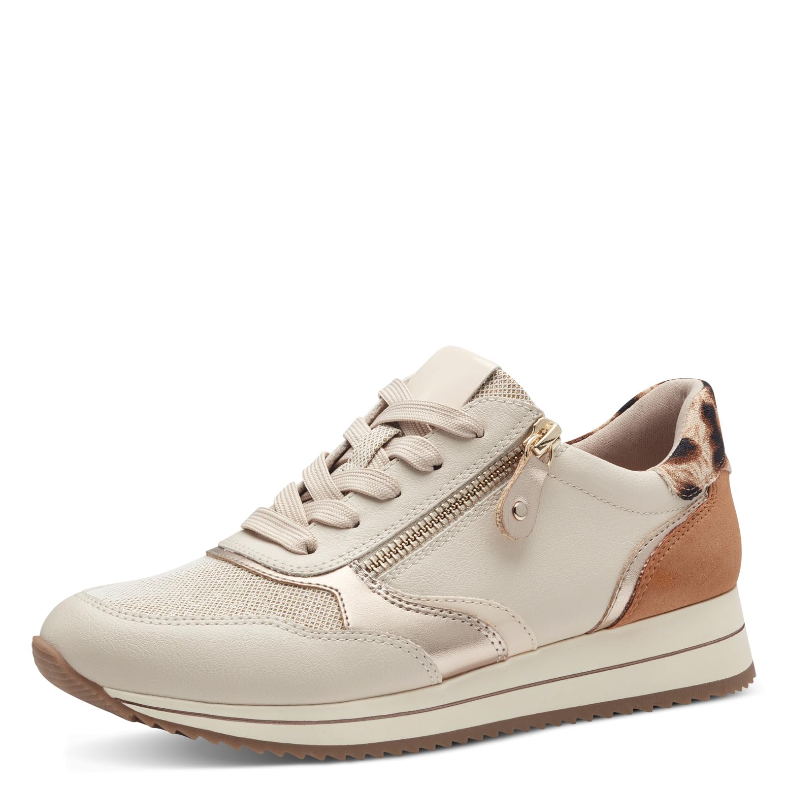 Jana Women’s Flat Sneakers with Zip Vegan, Ivory, 5 UK