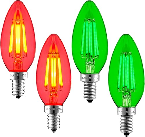 SLEEKLIGHTING Bombilla LED de filamento E12 de 5 W, (repuesto incandescente de 60 W), punta de torpedo de candelabro, cubierta de vidrio