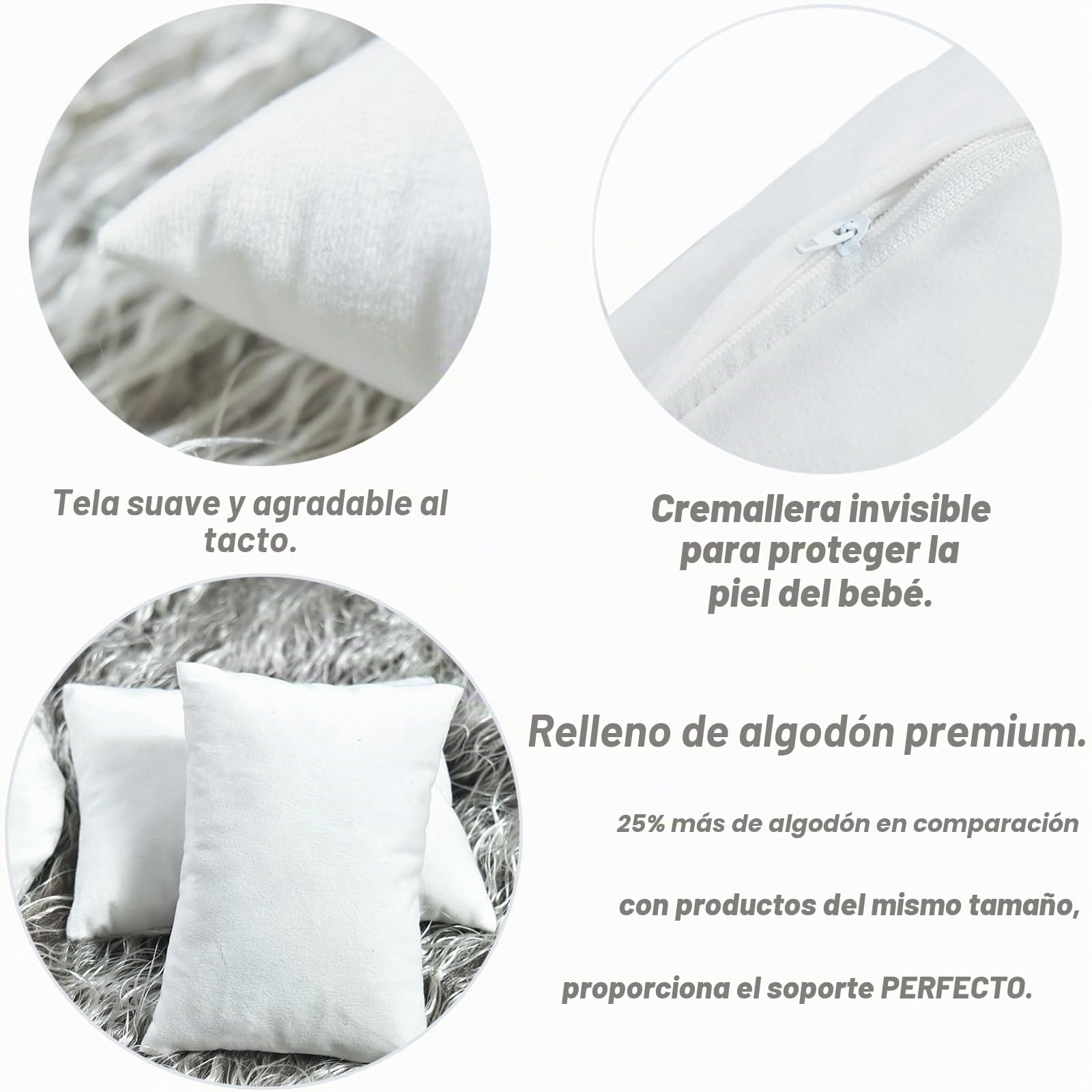 4 piezas de accesorios de fotografía para recién nacidos, accesorios para fotos de recién nacidos, cesta de fotografía de bebé, fotos para niños pequeños, 1 rosquilla, 3 cojines posando (0-2