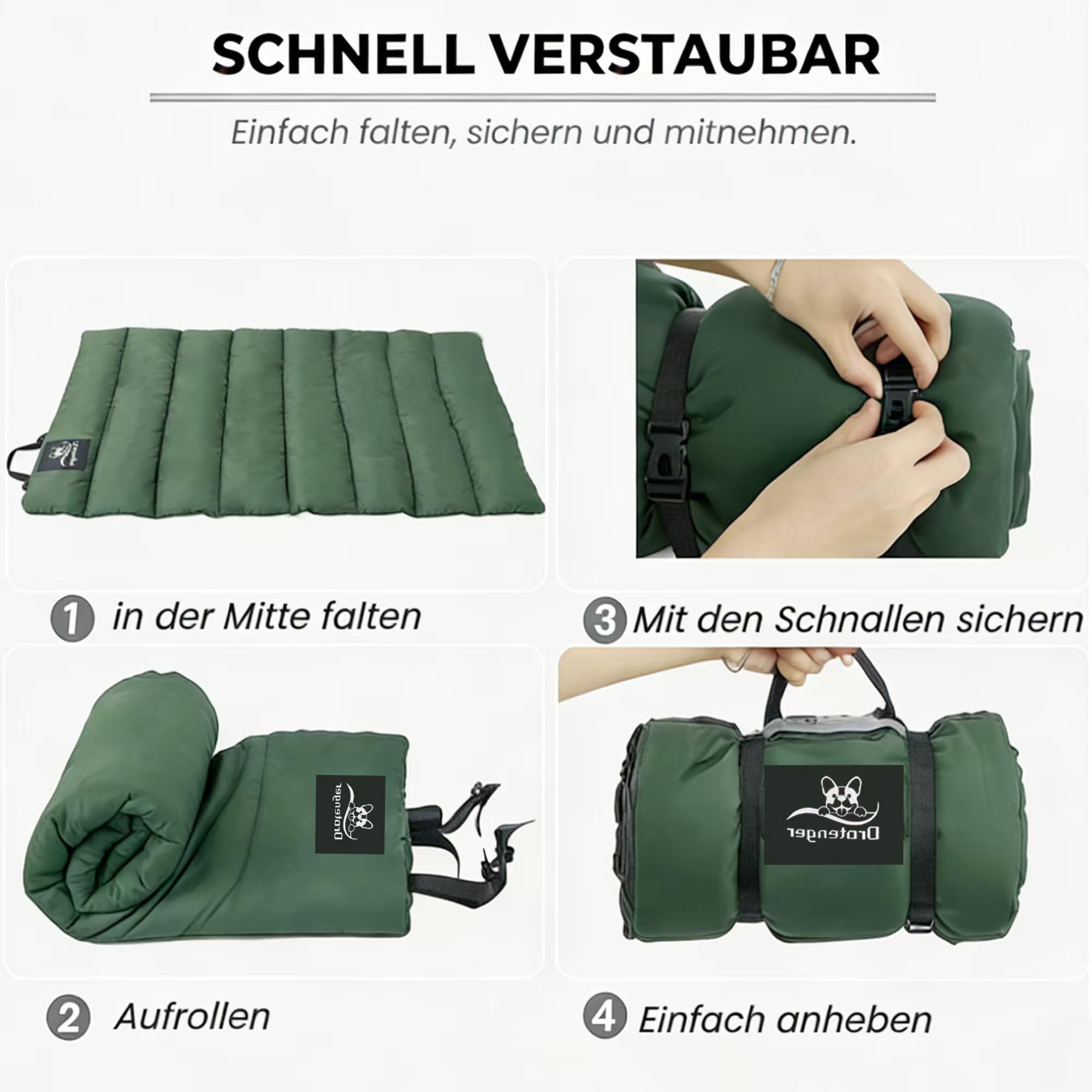 Hundedecke 110 x 68cm Waschbares, Hundematte Komfort und Weiches Wasserdichtes Hundebett, Hundekissen für Reise Camping Outdoor (Grün)