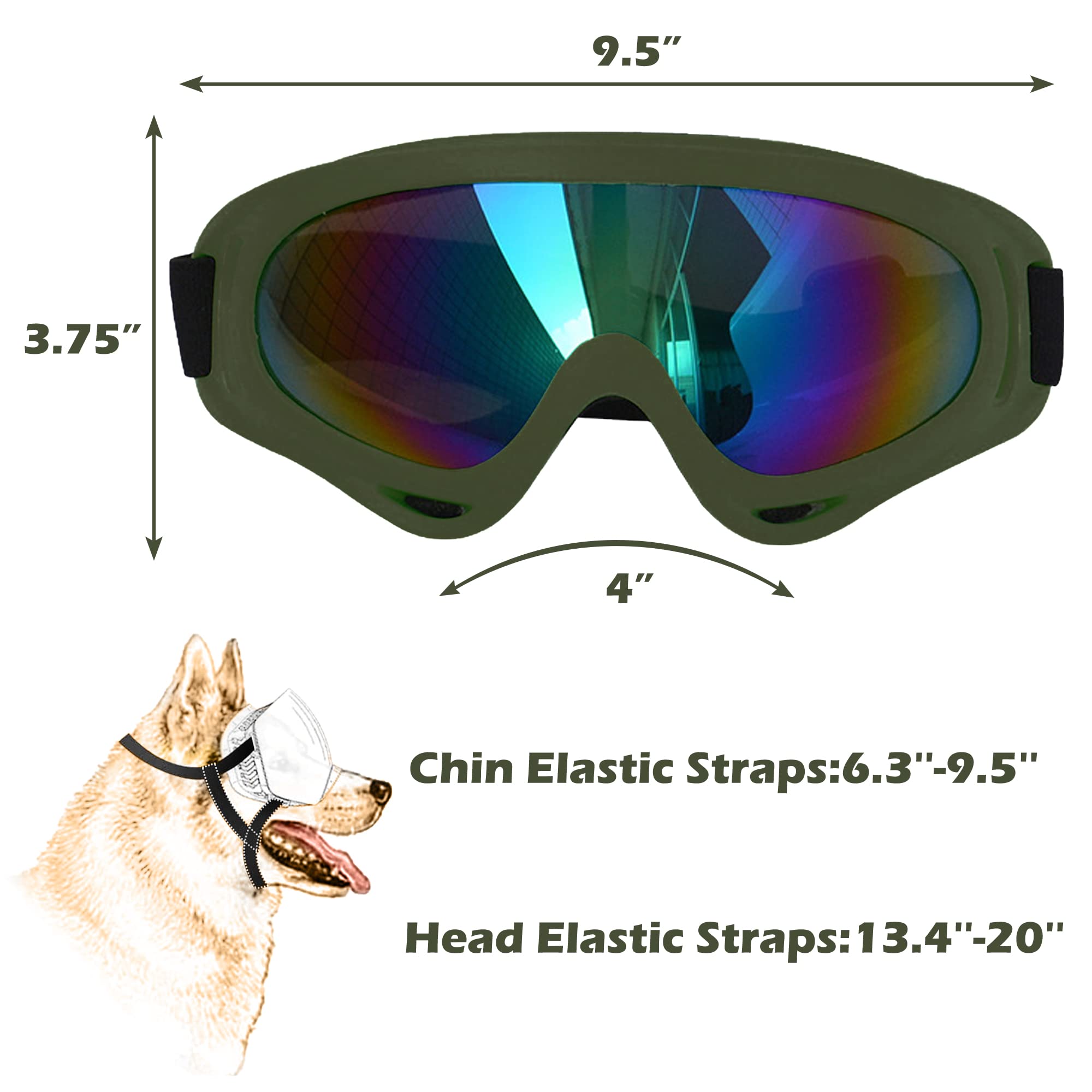 Large Dog Sunglasses with Adjustable Strap UV Protection, Winproof Dog
